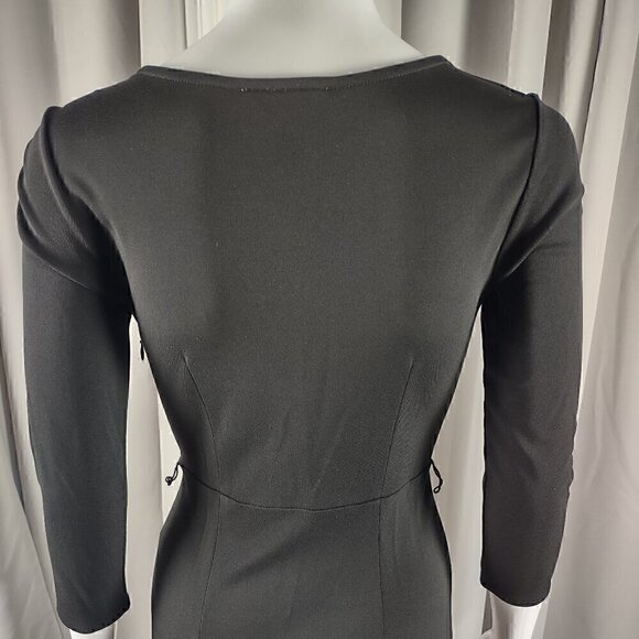 Ann Taylor Loft Women's Black Faux Wrap Surplice Neckline Midi Dress Size 0P - Picture 4 of 13